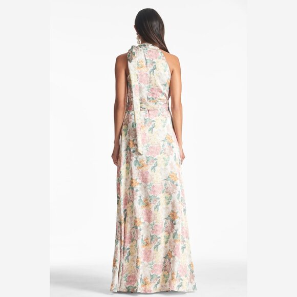 Sachin + Babi Womens Size 4 Kayla Pink Green White Yellow Floral Maxi Gown Dress - Picture 4 of 5